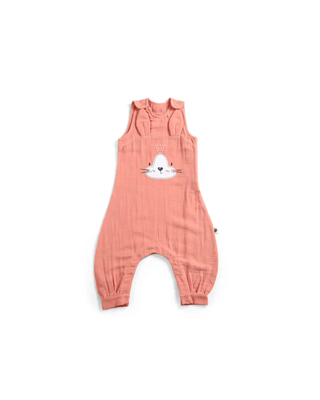 letnja-vreca-za-spavanje-sa-nogavicama-coral-70-cm vreca za spavanje sa nogavicama bez rukava nezno roze boje sa motivom zeke na sredini dimenzija 70 cm pozadina bele boje