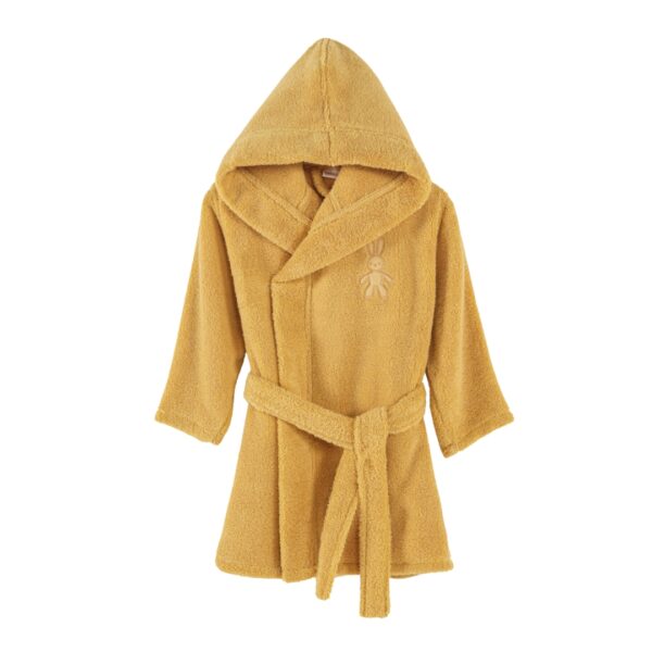 bade mantil sa kapuljacom za decu oker boje