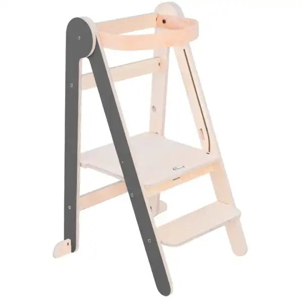 montesori sklopivi toranj za ucenje sa detaljima sive boje