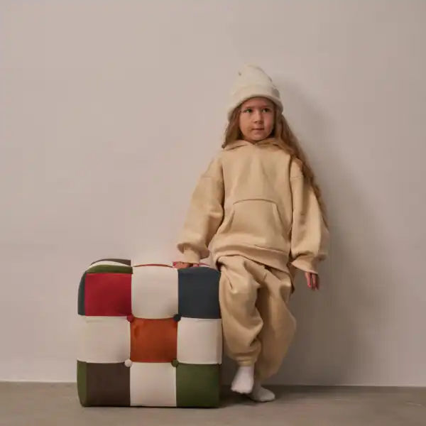 oversize komplet trenerka klasicna u krem boji sa kapom