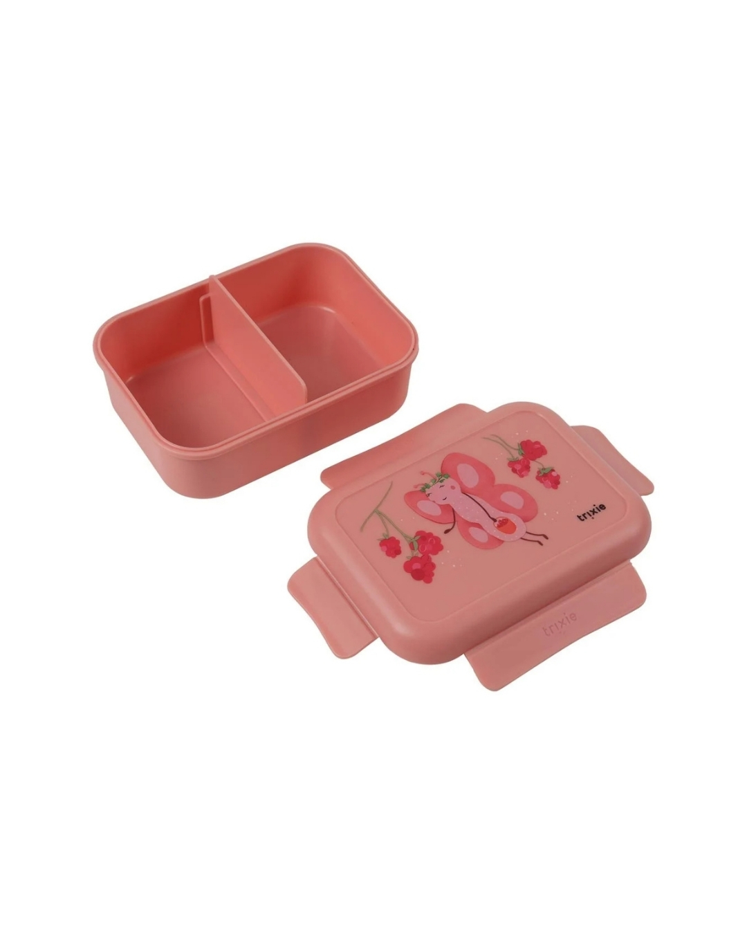trixie-kutija-za-rucak-sa-stipaljkama-leptir (5) kutija za rucak u tamno roze boji sa motivom macke koja hvata leptire