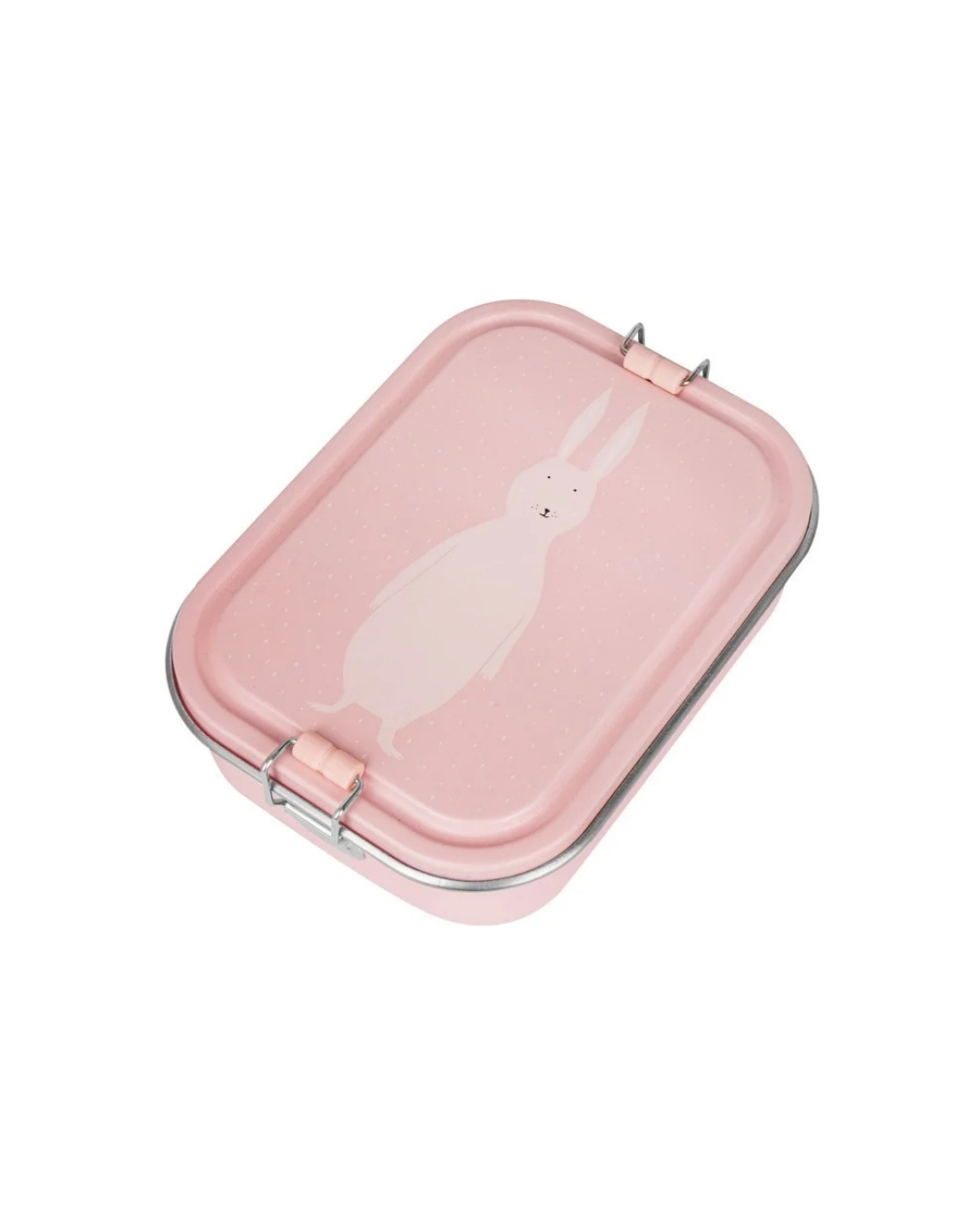 kutija u roze boji sa odvojenim posudama sa motivom zeke na poklopcu