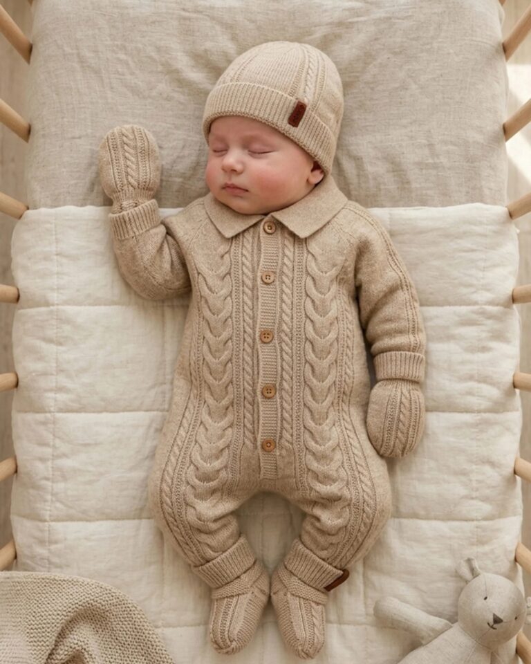 set za iznosenje bebe iz bolnice u braon boji od 9 delova, zeka na zakopčavanje, pamučna zeka, pamučna kapa i krpica, kapa, rukavice, čarapice, ćebe i traka za ćebe