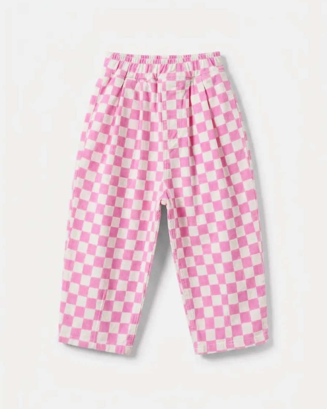 pantalone na kockice u roze i beloj boji