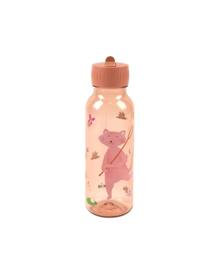 flasica ta vodu sa motivom mace u pink majici